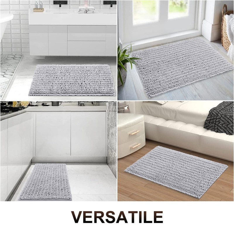 OLANLY Luxury Chenille Bath Mat, Extra Soft Thick Absorbent Shaggy