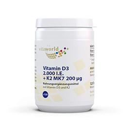 Vita World Vitamin D3 2,000 IU + K2 MK7 200 µg 120 Tablets Pharmacist Manufacture