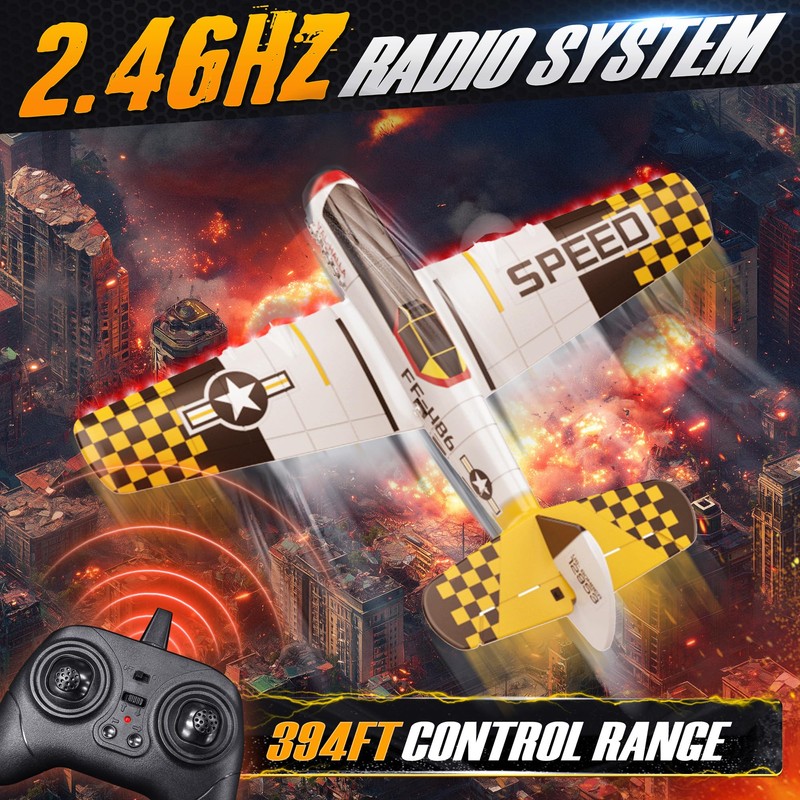 BEZGAR HQ089 3-Channel RC Plane, 6-Axis Gyro 2.4GHz Remote Controlled