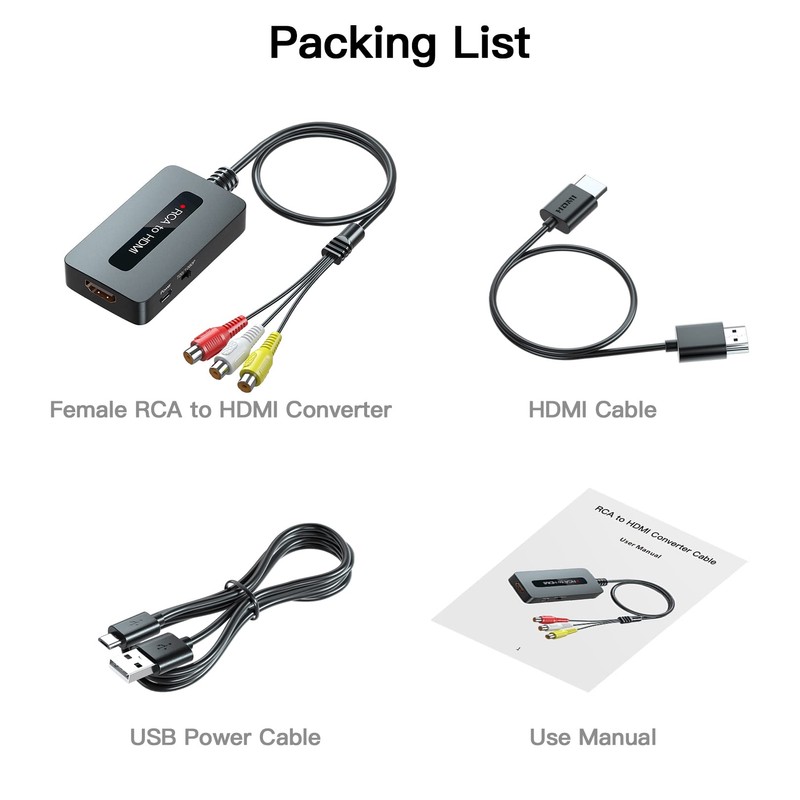 RCA to HDMI Converter, Female AV to HDMI Converter, Compatible
