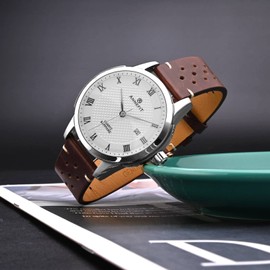 ANNEFIT Vintage Leather Watch Strap 20mm, Quick Release Replacement Band for Men and Women with Silver Buckle (Brown)