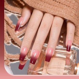 RARJSM Color Changing Gel Nail Polish Burgundy Red to Nude Pink 15ML Mood Change Gel Nail Polish Soak off UV Temperature Thermal Gel Polish for DIY Manicure Salon Home Nail Art