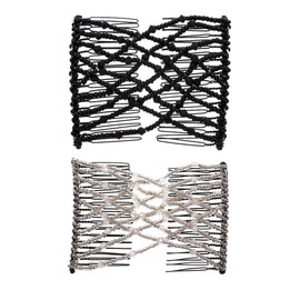 FXBLING Fashion Trend Easy Stretchable Double Combs Magic Hair Combs- Black and White