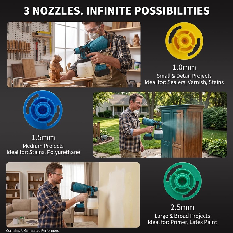 Paint Sprayer, 200W Cordless Spray Gun with 2 x 2000mAh