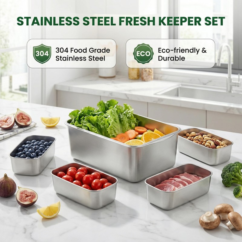 240oz Large 304 Stainless Steel Food Storage Jar with Individual