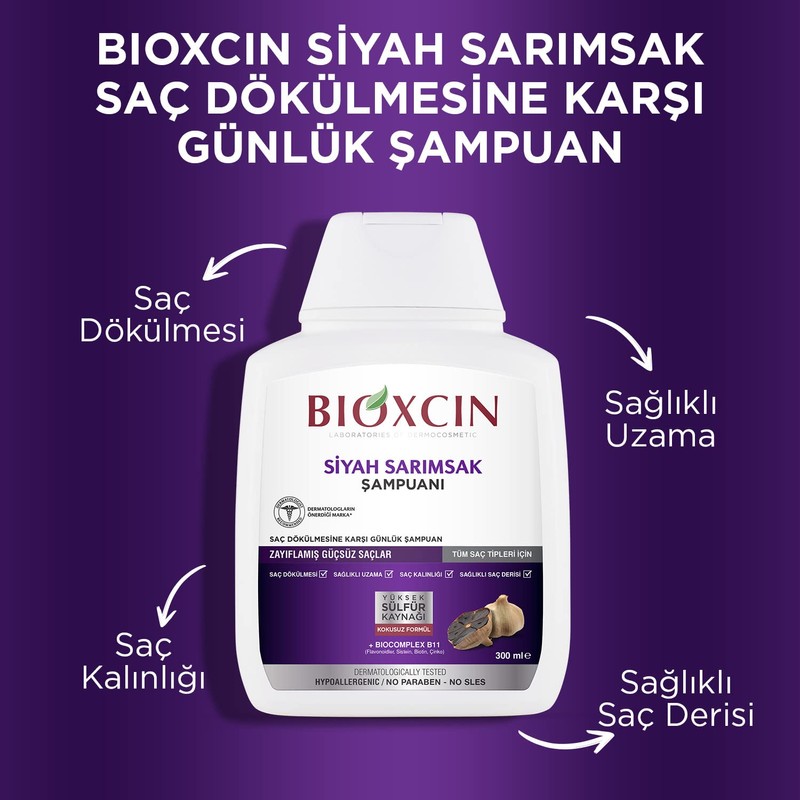 Bioxcin 3 Pack Anti Hair Loss Black Garlic Shampoo