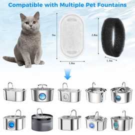 20 Pcs Cat Fountain Filters, for Cat/Dog Stainless Steel Fountain 108/3.2L& 67oz/2L, Replaceable Pet Water Fountain Filters, 10 Months Set to Keep Water Fresh