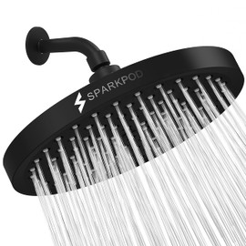 SparkPod SparkPod Shower Head - High Pressure Rain - Premium Quality Luxury Design - 1-Min Install - Easy Clean Adjustable Replacement for Your Bathroom Shower Heads (Midnight Black Matte, 8 Inch Round)