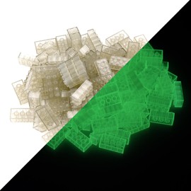 LUMENTICS 100 Clamping Blocks 2 x 4 Transparent - Glow in the Dark Tiles Compatible, Perfect Fit and Tested. Light Up to One Hour After Charging. From 3 to 99 Years