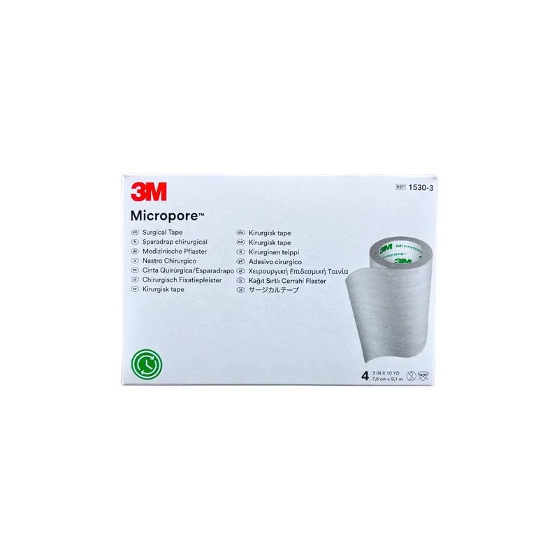 Cinta Micropore Blanca 3m 3in 7.5 Cm 1530-3 Caja C/4