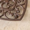 Antique Brown Scrolled Heart Pan Rest Trivet Stand Mothers Day