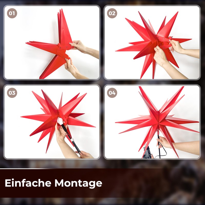 OVILUM Luminous Star 3D with Ground Spike and LED Lighting,