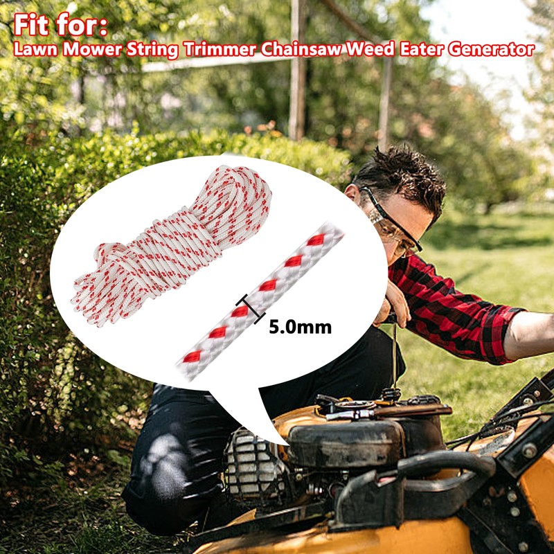 Klfte Recoil Starter Rope Pull Cord 5.0mm 12-Meter/40ft for Lawn
