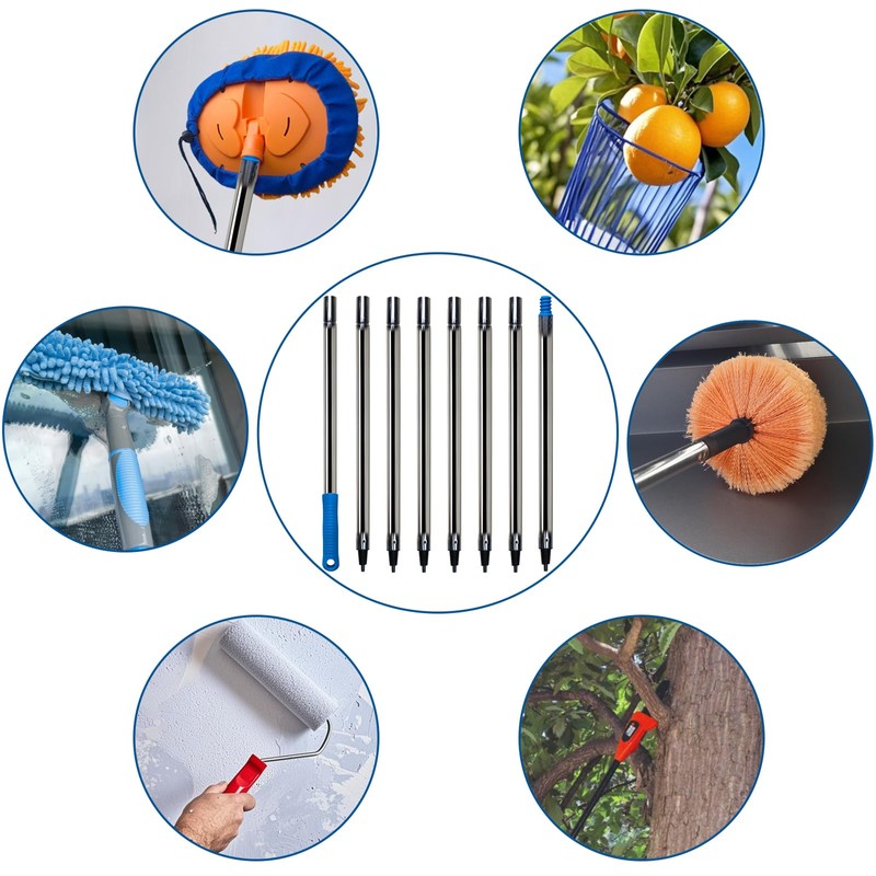 10 Ft Extension Pole +Joint Angle Adaptor, Paint Roller Stainless-Steel