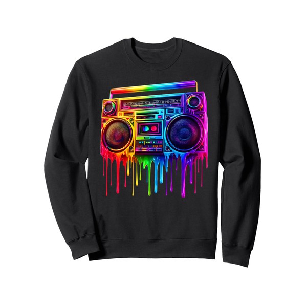 Dripping Paint Boombox Old School 80s Music Hip Hop Sweatshirt