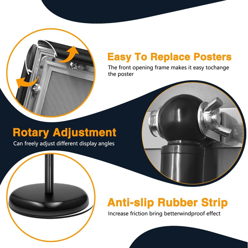 EthPul 2 Pack Sign Holder Stand 8.5x11 inch, Height Adjustable