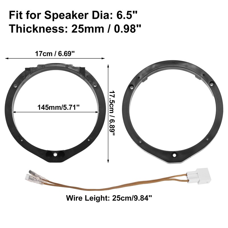 QUARKZMAN 6.5 Inch Speaker Adapter Distance Ring with Cable Combination