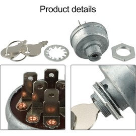 Interruptor de arranque de encendido, 4 posiciones, 7 terminales con 2 llaves para 725-1717 925-1717 repuesto para cortacésped tractor de césped, conexión segura, metal