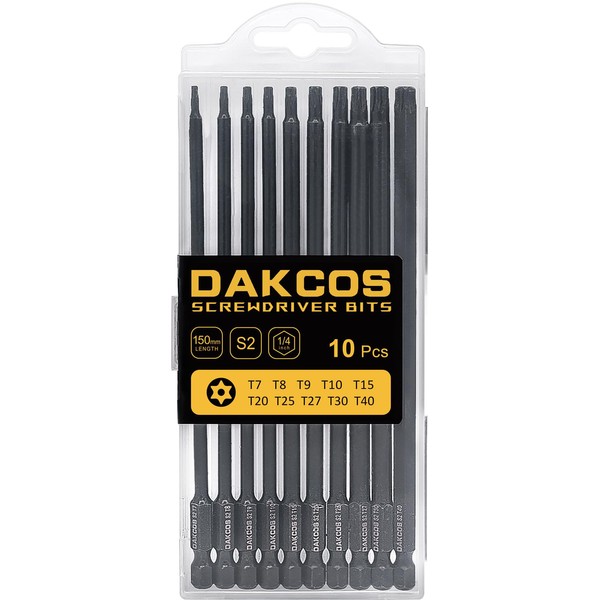 DAKCOS Torx Bit Set 10-Piece T7, T8, T9, T10, T15,