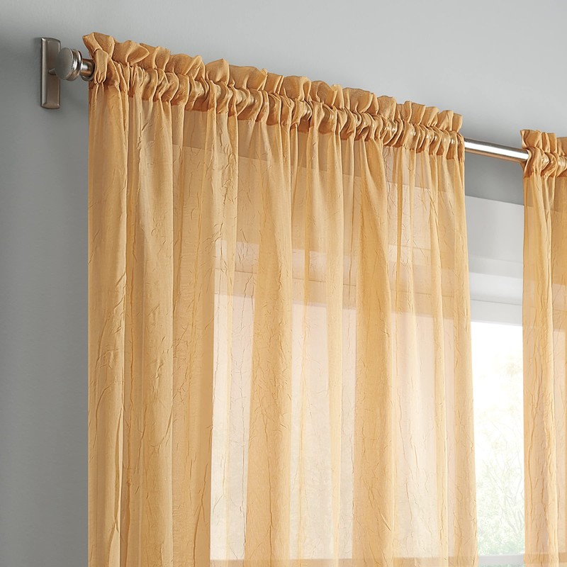 Eclipse Emina Crushed Sheer Voile Window Curtain Panel, Rod Pocket