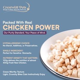 Crestwell Pets Freeze-Dried Chicken Cat Treats (100g) Pure Single-Ingredient Raw Nutrition for Cats High-Protein Grain-Free & Hypoallergenic Perfect for Kittens, Adults & Senior