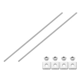 uxcell 2Pcs Fully Threaded Rod, M8 x 300mm 304 Stainless Steel Fully Threaded Studs with Nuts and Washers for Clamps, Hangers and U-Bolts, Silver