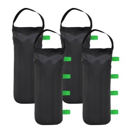 TIAOFY 112 LBS Canopy Weights Sand Bags, 4-Pack Side Strap Sandbags for Canopy Outdoor Advertising Tent Sunshade Fixed Windproof Pop up Canopy Tent (Black-Green Straps)