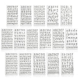 Amabro 16Pcs Letter Stencils Reusable Plastic Letter and Number Stencils
