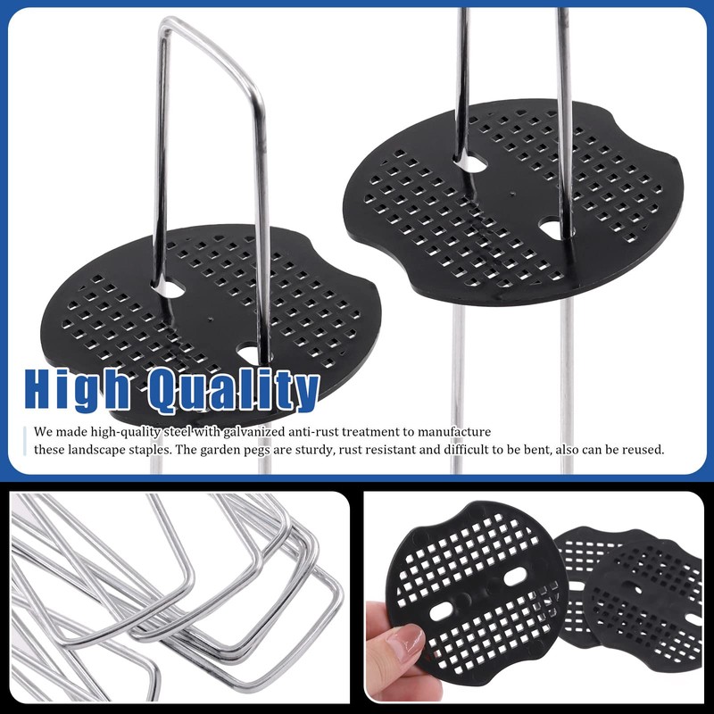 Glarks 201Pcs Garden Stakes Staples Kit, 100Pcs 6 Inch U-Shaped