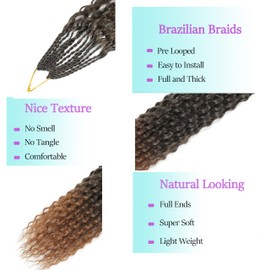 Crochet Hair Pre Looped Deep Twist Braiding Hair 9 PACKS Afro Kinky Curly Crochet Braids Hair For Black Women Soft Deep Water Wave Crochet Hai Marley Twist Braiding (T1b/30#, 20 Inch (Pack of 9))