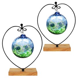 YY YEARCHY Ornament Stand Display Metal Stand Air Plant Stand Flower Pot Holder Iron Pothook Stand for Hanging Glass Globe Ball (Heart rectangle wood 2Pcs)