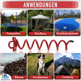 HAFIX Ground Anchor Spiral 310 x 75 mm Ground Anchor Diameter 9.6 mm Accessories for Mounting Trampoline, Pool Tarpaulin for Screwing In, Storm Anchor for Securing Dogs, Gazebos, Tents, Swings. Pack