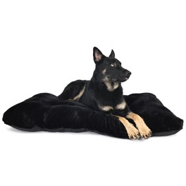 Dog Bed 48 x 30 for Extra Large Dogs Washable with Anti-Slip Bottom fit Metal Crates or Cages,Faux Fur Jumbo Crate Bed for Kennel Plus Pet Sleeping Mattress,Black