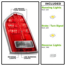 KEEKPO - For 2011 2012 2013 2014 Chrysler 300 w/Red Accent LED Tail Lights Brake Lamps Replacement Pair Set Left+Right