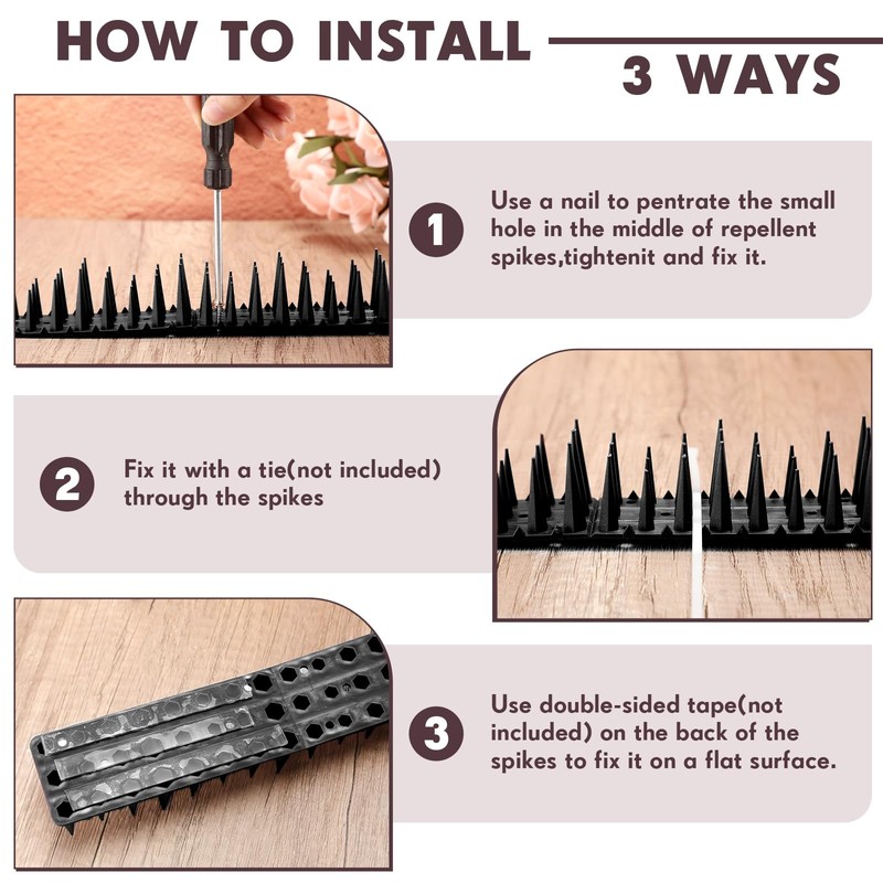Geetery 40 Pack Bird Spikes for Outside Squirrel Pigeon Spikes