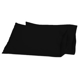 2 Pack 100% Egyptian Cotton Pillowcases | Ultra Soft Premium Quality Housewife 200 Thread Count Plain Pillow Case Cover For Bedroom (50 X 70cm) (Black)