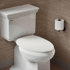 Kohler K-30782-0 Papyrus Quiet-Close Elongated Toilet Seat Soft Close With Grip Tight Bumpers, Thermoset Plastic, White