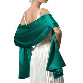 LumiSyne Women's Satin Chiffon Festive Stole Scarf Plain Lightweight Scarf Wrap for Bride Bridesmaid Wedding Evening Dress Prom, Green