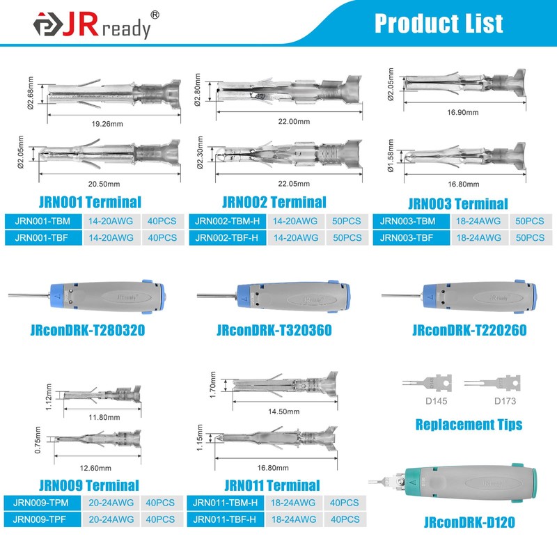 JRready ST6528 Terminal Removal Tool Pins Connector Kit Wire Crimp