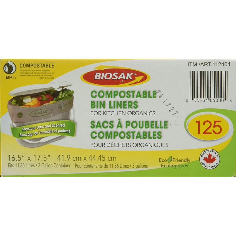 Biosak Compostable Liner Bags (Pack 125/ 16.75 X 17.5) 125