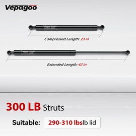 Vepagoo 42 inch Gas Strut 300Lb/1334N Heavy Duty Lid Gas Struts Shock Lift Support Spring for Tonneau Cover RV Kitchen Door Truck Bed Trailer Cap Bed Custom Wooden Cover, Set of 2
