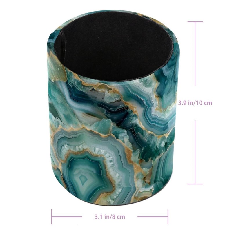 KikandKo Pencil Holder for Desk, Teal Agate Pen Holder Organizer,