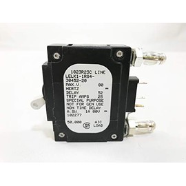 AIRPAX LELK1-1RS4-30452-20 .110 Quick Connect, 1 Handle, 20 AMPS, 80 VDC, Alarm Switch, Circuit Breaker, Electrical Trip, Single Pole, Special Purpose, Stud TERMINALS, Trip AMPS 25, Trip DELAY