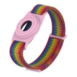 WATACHE Leichte und weiche elastische AirTags Uhrenarmbänder für Kinder und Sicherheit,Verlust- und Kratzschutz für die Positionierung des Airtag Tracker Armbands (Regenbogenfarben mit Farbverlauf)