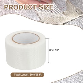 PATIKIL Drywall Repair Mesh Tape, 3 Inch x 98 ft Fiberglass Repair Patch Self-Adhesive Dry Wall Joint Tape 13 Mesh Wall Hole Crack and Seam Patch, White