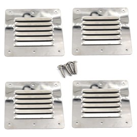 316 Stainless Steel Square Air Vent 115x127mm Grille Cover Circular Ventilation Cover (4 Pieces)