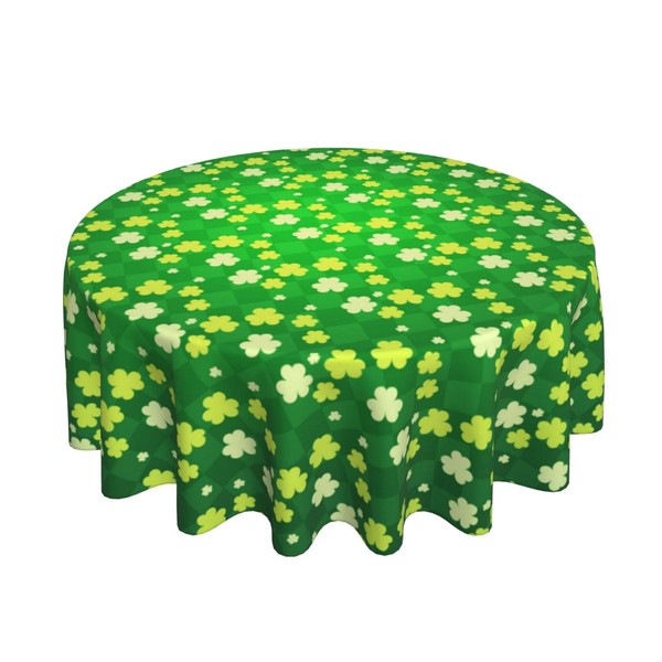 elezan St.Patrick's Day Round Tablecloth 70 Inch Green Shamrock Table