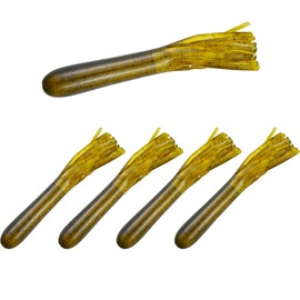 Soft Plastic Tube Lures,5pcs Fishing Swimbait Tube Jig Baits Football Flipping Swim Bass Lure for Bass Trout Saltwater Freshwater Fishing 10.5cm