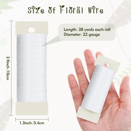 White Floral Wire, 38 Yards 114 Ft 22 Gauge Metal Wire for Crafts, Flexible Wreath Wire Flower Wire, Thin Craft Wire for Ornaments Ribbon Making DIY