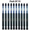 10 x Rennie Tools 100mm Long PZ2 Impact Screwdriver Driver